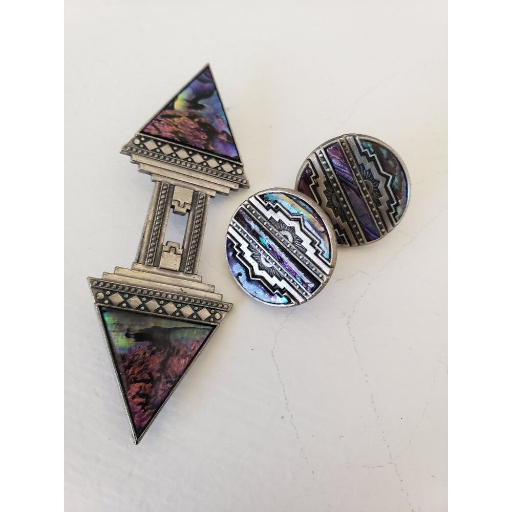 Signed Vintage Duri Jewelry Earrings Brooch Set By Duri